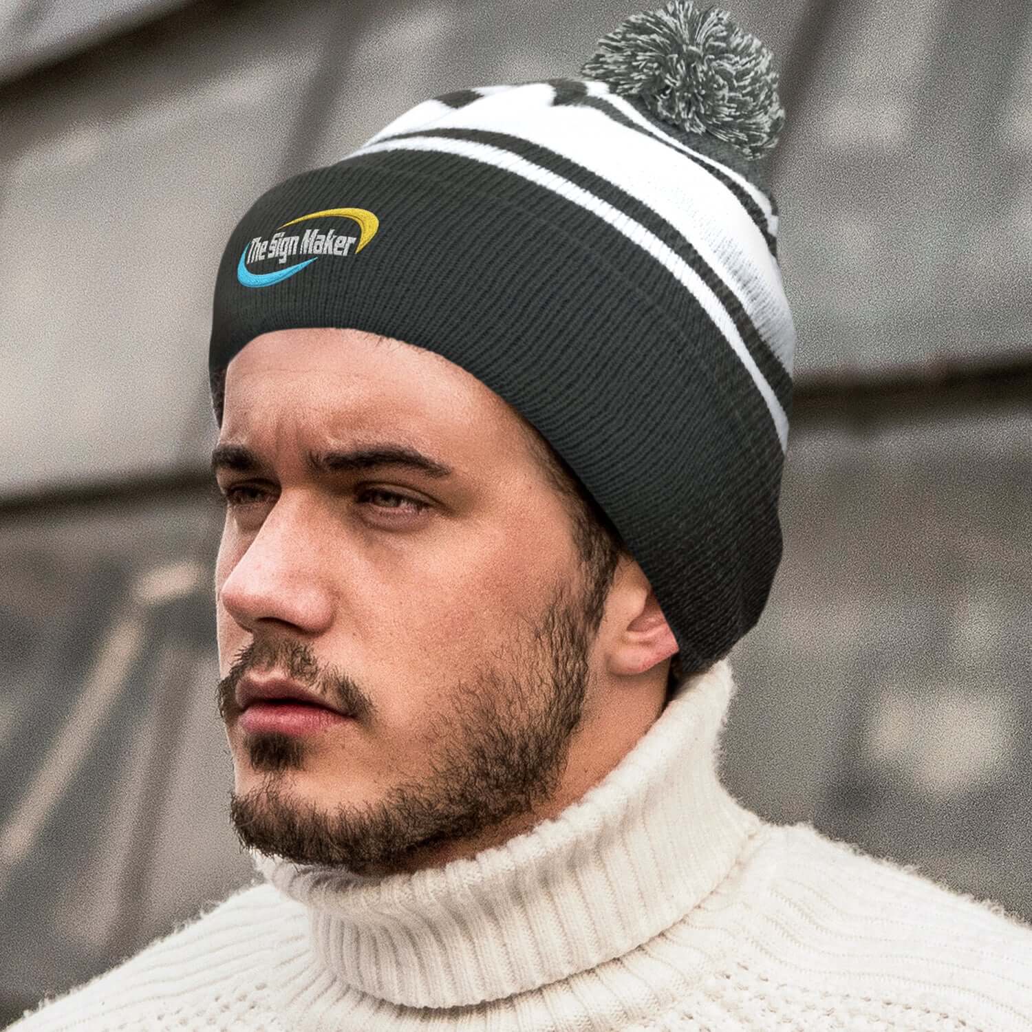 Chunky Knit Beanie with Fluffy Pom Pom - Cozy Winter Accessory Hat - Image 2