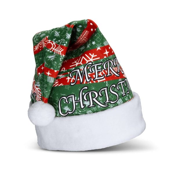 Full Color Santa Hat with Fluffy Trim and Pom-Pom